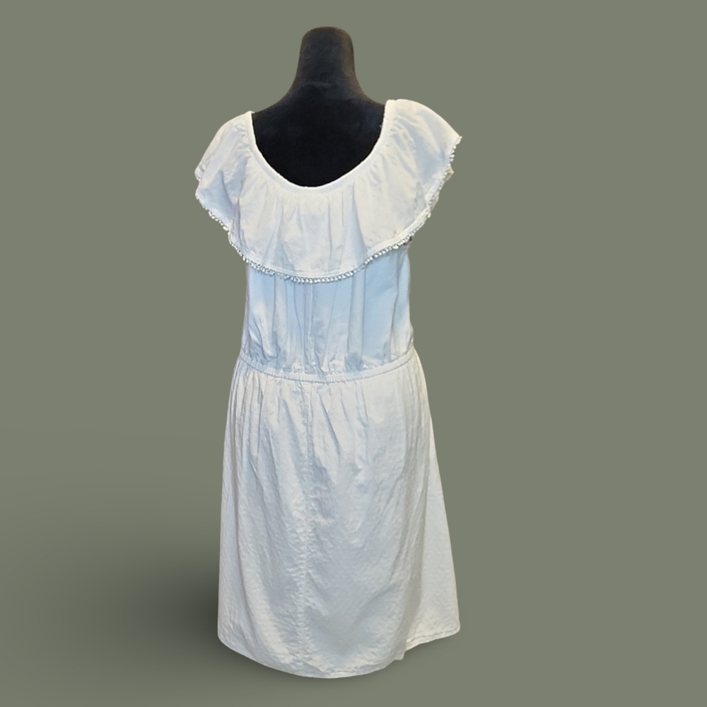 Faded Glory Off-Shoulder Ruffle Knee Length A-Line Dress XXL White Cotton - Picture 8 of 10